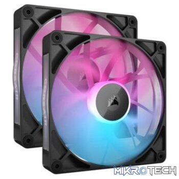 Corsair RX140 RGB iCUE Link 140mm PWM 1700 RPM Black Chassis Fan  Twin Pack & System Hub